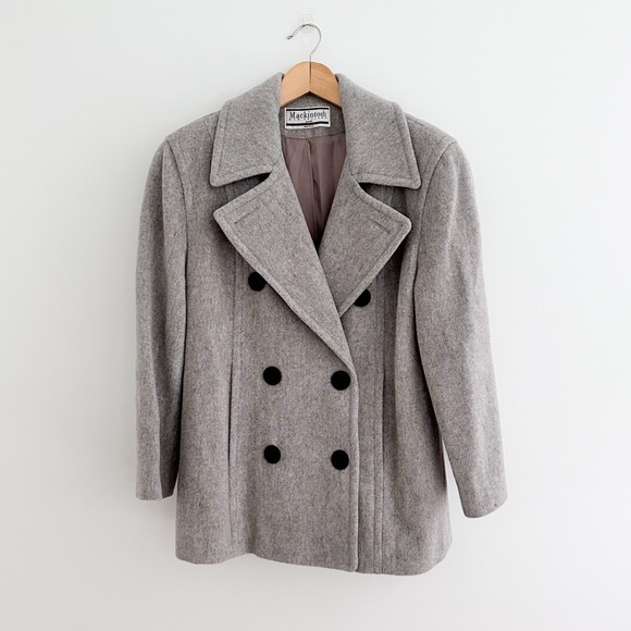 Vintage Women's Nautical Gray Wool Pea Coat Size 10P - Picture 1 of 10
